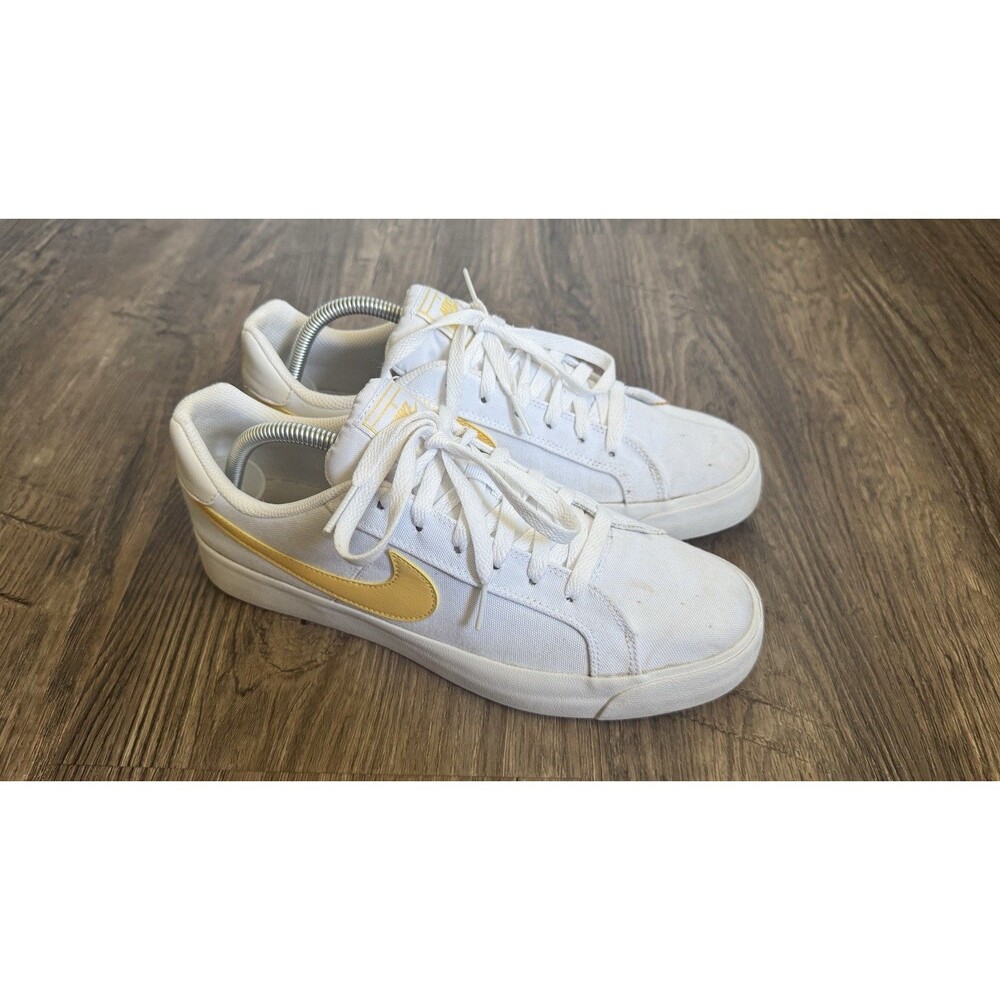 Nike Court Royale AC Womens Size 11 White Yellow Athletic Casual Shoes Sneakers